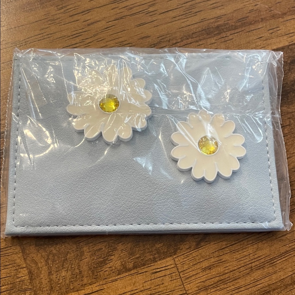 Swarovski Light Blue Card Holder with Daisy Accents